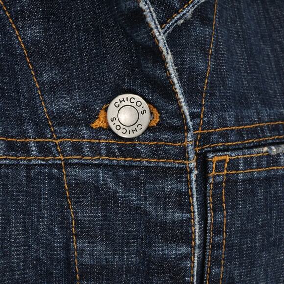 Chicos Denim Dress 0 Womens Small 4 Blue Stretch Cotton Jean Pockets Vintage - Picture 10 of 16